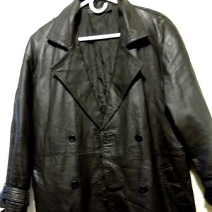 Genuine leather half trench leather jacket